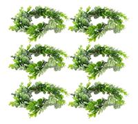 ORFOFE Artificial Eucalyptus Candle Rings Wreaths Green Plastic Leaves and Iron Frame 6pcs 10 Inch Rustic Candle Decoration Rings for Wedding, Wall Hanging and Table Centrepiece