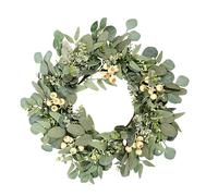 ORFOFE Artificial Eucalyptus Leaf Wreath Wall Door Hanging Decoration for Use Simulation Green Wreath for Front Door Farmhouse Garden Patio All Year Decor