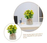 ORFOFE Artificial Potted Dandelion Bonsai Small Fake Flower Plastic Plant for Home Office Desk Decoration with Vivid Greenery and Yellow Bloom Shelf and Tabletop Accent