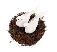 ORFOFE Artificial Rattan Bird Nest Decor Simulation Faux Nest for Home Garden Birds Decor
