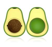 ORFOFE Avocado Shape Catnip Ball Toy 2 Pack Rotating Edible Safety Cat Licking Toy Interactive Indoor Self Amusing Cat Play Ball