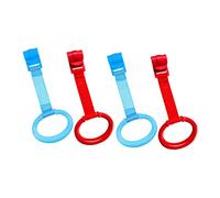 ORFOFE Baby Crib Pull Ring and Toddler Stand Ring Handle for Infant Walking Assistance for Nursery Bed and Playpen 4pcs Blue and Red Set for Babies Learning to Stand and Walk