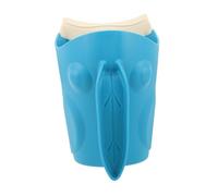ORFOFE Bath Rinse Cup with Easy Grip Handle for Curved Shampoo Rinser for Boy Girl Gentle Scalp Prevents Water in Eyes Cute Cartoon Blue Shower Cup for Hair Washing