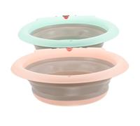ORFOFE Bathtubs Sturdy, Silicone Pp Made Cartoon of Easy to Design Face 2pcs Folding Wash Basins with Adorable Clean Convenient for Infant Kids to Use Camping and Home