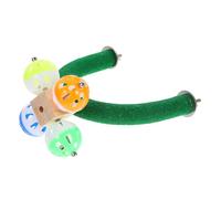 ORFOFE Bird Cage Wooden Parrot Perch with Rotating Bell Bite-Resistant Green U-Shaped Stand for Budgies and Parakeets