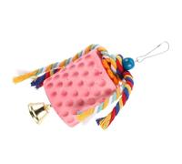 ORFOFE Bird Chewable Mineral Grinding Stone with Bell Interactive Parakeet Chew for Cockatiels Conures Senegal Parrot Rabbits Easy Hang Bird Cage for Beak Care and Play