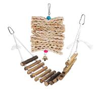 ORFOFE Bird Hanging Ladder with Corn Stalk Chew Skewers and Bell Suspension Bridge for Birds Parrot Chewing and Cage Playground Accessory for Cockatiels Budgies Parakeets