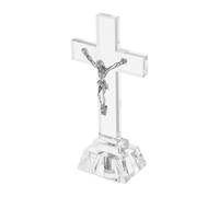 ORFOFE Blessing Cross Decor Crystal Handicraft Tabletop Ornament White Crystal Cross for Home Desktop Decor Christian Gift