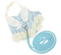 ORFOFE Blue Cotton Rabbit Dress Harness for Pet Rabbits, Comfortable and Breathable Sleeveless Design, Adorable and Chic Bunny Vest for Walking and Outdoor Use