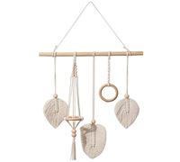 ORFOFE Bohemian Macrame Hair Bow Hanger with Synthesis Material, Beige Hairband Storage Organizer for Bedroom and Living Room, Displaying Headbands and Hair Rings with Rustic Natural