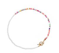 ORFOFE Bohemian Style Handmade Pearl Beads Necklace for Women, Fishline Beaded Clavicle Chain Jewelry Accessory, Fashion Teens and Multi-layer Choker