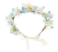 ORFOFE Boho Floral Headband for Women Elegant Bridal Headdress Lightweight Flower Girl Headpiece with Ribbon Wedding Party Photo Prop Accessories