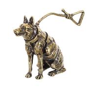 ORFOFE Brass German Shepherd Dog Statue Decor Sitting Dog Figurine Golden Retro Collectible for Shelves and Tabletop Display