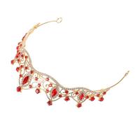 ORFOFE Bridal Crown Headpiece Red Rhinestone Tiara for Weddings and 18th Birthday Celebrations Alloy Sparkling Hair Accessory for Brides and Special Ceremonies