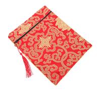 ORFOFE Buddhist Zen Book Wrap Cloth Storage Bag Red Brocade Silk Fabric Organizer for Religious Texts Documents Multipurpose Purse Storage Wallet for Women Chinese Coin Purse