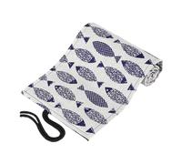 ORFOFE Canvas Roll Up Pencil Case Organizer with Slots Cotton Linen Cartoon Saury Pattern Portable Pencil Storage Holder for Coloring and Drawing Artists Space-Saving Design for Travel
