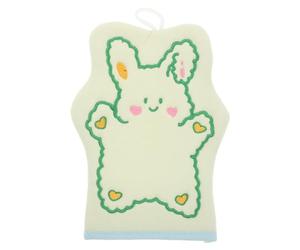 ORFOFE Cartoon Bathing Glove Dual-Sided Exfoliating Wash Mitt for Boys and Powerful Dead Skin Removal Adorable Bunny Crochet Applique Cleaning Glove for Gentle Body Scrubbing