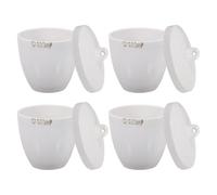 ORFOFE Ceramic Crucible Set of 4 with Lids 100ml Capacity - Alkalis Resistant for Precious Metals Refining in Laboratories and Chemical Industry