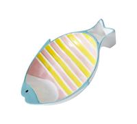 ORFOFE Ceramic Fish-shaped Multi-function Pet Bowl for Cats and Dogs Non-slip Stable Water and Food Dish Spill-resistant Kitten Supply Accessory with Unique Design in Pink and Yellow