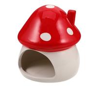 ORFOFE Ceramic Hamster Nest Mushroom Shape Cooling Hideout Small Animal Bed for Dwarf Hamsters Mice Gerbils Hygienic Shelter Summer Relief Safe Refuge