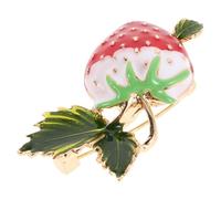 ORFOFE Charming Strawberry Brooch Pin Cute Enamel Lapel Badge for Women Versatile Fashion Accessory for Clothes Bags Hats Unique Fruit Clip Decoration Stylish Novelty Pin Badge