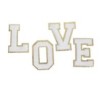 ORFOFE Chenille Iron Letter Patches with Glitter Gold Edge Soft Polyester Love Appliques for Hats Backpacks Jackets Easy No-sew DIY Craft Embroidery for Expressive Warmth and Team Spirit