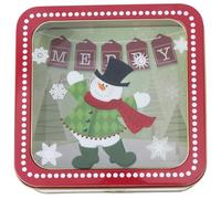 ORFOFE Christmas Tinplate Box Square Candy Container with Lid for Family Wedding and Trick or Treat Events
