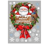 ORFOFE Christmas Window Cling PVC Xmas Wreath Style Decal for Home Wall Refrigerator Decoration Static Clings with Bright Colors for Festive Party Scenes