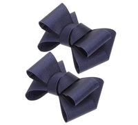 ORFOFE Classic Navy Blue Ribbon Bow Shoe Clips Grosgrain Fabric Shoe Buckles Removable Decorative for Wedding and Bridal Flats