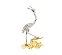 ORFOFE Classical Metal Crane Ornament Mini Bird Figure Stepping on Lotus Leaves Children's Desktop Decoration Indoor Home and Car Decor