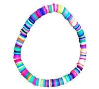 ORFOFE Colorful Bohemian Polymer Clay Bracelet with Elastic Hand Rope and Fade-resistant Couple Wristband Simple Sweet Design for Women and Men and Rainbow Accessory