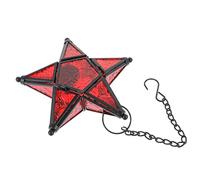 ORFOFE Colorful Hanging Glass Candleholder Iron Craft Five-pointed Star-shaped Candle Stand Wall Decor Design for Banquet and Hotel