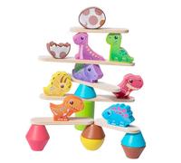 ORFOFE Colorful Wooden Dinosaur Balance Blocks Game for Educational Stacking Enhancing Hand Eye Coordination and Social Skills Cartoon Animal Design for Early Learning and Creative Play