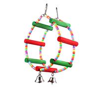 ORFOFE Colorful Wooden Ferris Wheel Bird with Bell Chew for Parrots and Birds Hanging Swing for Beak Maintenance and Cage Decoration
