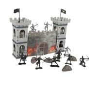ORFOFE Creative Military Micro Model Set Grey War Soldier for Sand Table with Ancient Castle Accessories Realistic Figures for Interactive Play and Desktop Decoration