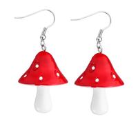 ORFOFE Creative Mushroom Shaped Earrings for Women Red Simulated Pendant Drop Lightweight Decorative Jewelry with Premium Craftsmanship Stylish and Easy to Wear Daily