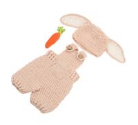 ORFOFE Crochet Bunny Outfit Boy Girl Photoshoot Costume Handmade Soft Yarn Rabbit Romper with Knitting Carrot Prop for First Easter Photography