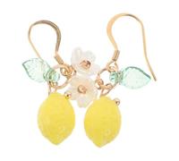 ORFOFE Cute Lemon Earrings for Women Stainless Steel Fruit Studs with Leaf and Flower Pendants Summer Casual Jewelry Hypoallergenic Sensitive Skin-friendly Design
