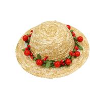 ORFOFE Dog Hawaii Flower Woven Hat for Pets Adorable Red Daisy for Birthdays Parades and Photo Props Soft Comfortable Headwear