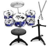ORFOFE Drum Set with Stool Blue Jazz Drum Kit for Ages Educational Musical Instrument Playset to Stimulate Creativity and Performance Skills