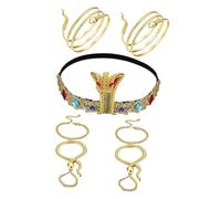 ORFOFE Egyptian Snake Headpiece and Bracelets Women Cosplay Costume Accessories for Halloween Carnival Masquerade Party Delicate Craftsmanship Upper Arm Band Cuff Jewelry