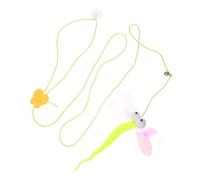 ORFOFE Elastic Hanging Cat Teaser with Sucker Base Adjustable Door Mounted Cat Swing Interactive for Pets Felt Dragonfly Design with Eyes Wing Color Random