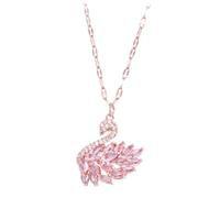 ORFOFE Elegant Rose Gold Zircon Swan Necklace Choker with Pink Pendant Fine Craftsmanship Neck Chain for Women S Birthday Party and Special Occasion Jewelry