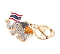 ORFOFE Elephant Keychain with Thai Flag and Crystal Rhinestone, Lucky Animal Pendant for Purse and Backpack Hanging Decoration White