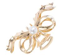 ORFOFE Extra Large Golden Hair Claw Clip for Thick Hair with Alloy and Artificial Pearl Material Multiple Uses and Convenient to Use for Women and Family Members