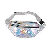 ORFOFE Fashion Waist Pack Sequin Design PU Waterproof Cross Body Bag for Women Stylish Adjustable Belt Pack for Running Travel 28X14X4Cm