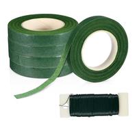 ORFOFE Florist Wire and Deep Green Floral Tape for DIY Flower Arranging Crafts Bend Wire with Fade-resistant Tape for Bouquets Wreaths and Garlands Flower Accessory Kit
