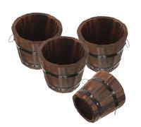 ORFOFE Flower Plant Pot Garden Vegetable Planters 4pcs Small Barrel Planter with Iron Frame for Greening Engineering