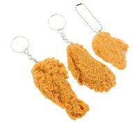 ORFOFE Fried Chicken Keychain Set Lightweight Decoration 3pcs with Realistic Chicken Leg and Wing Design, Portable Pvc and Metal Material for Office and Home Use