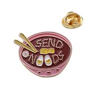 ORFOFE Funny Cartoon Ramen Enamel Pin Brooch Dark Red Alloy Noodles Bowl Badge Cute Shirt Accessory for Women Men Party Birthdays